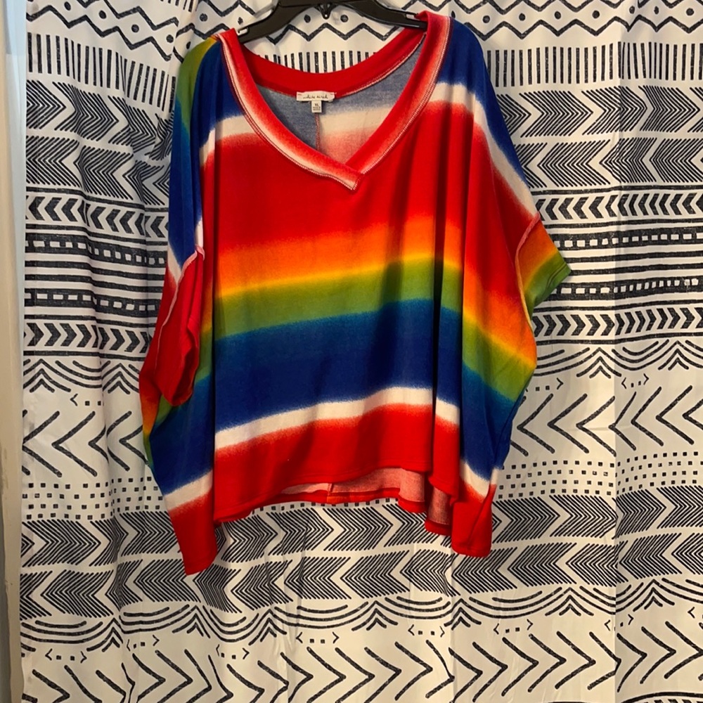 Vibrant Poncho style White Birch Top